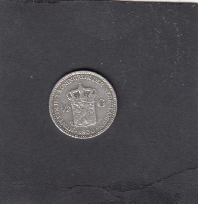 Beschrijving: 1/2 Gulden WILHELMINA 